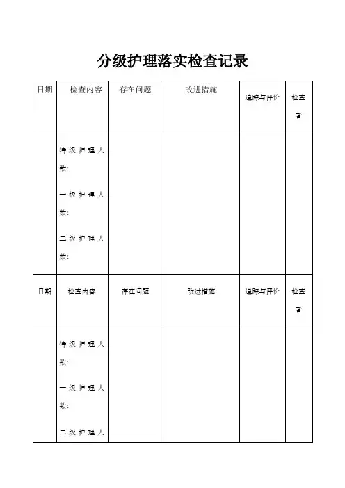 分级护理落实检查记录