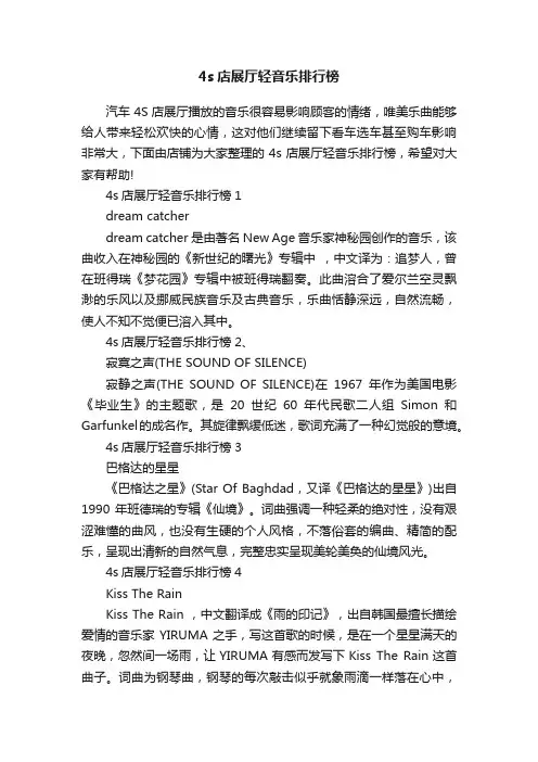 4s店展厅轻音乐排行榜