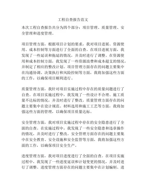 工程自查报告范文