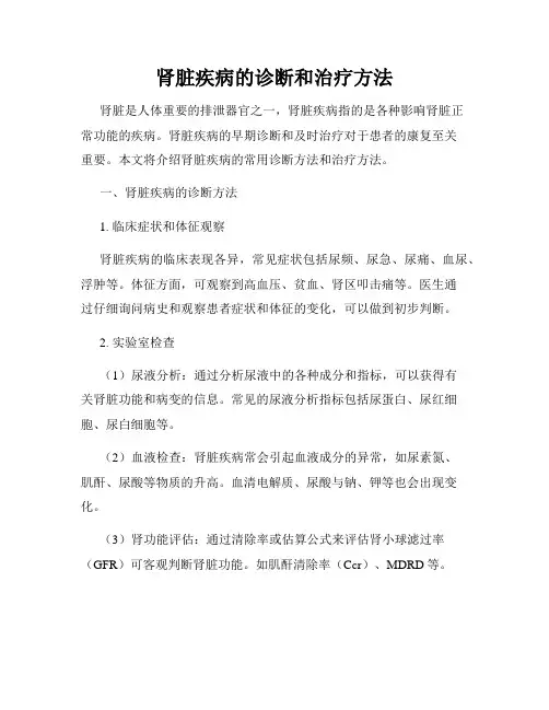 肾脏疾病的诊断和治疗方法