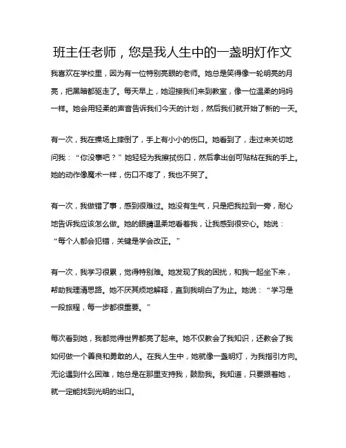 班主任老师,您是我人生中的一盏明灯作文