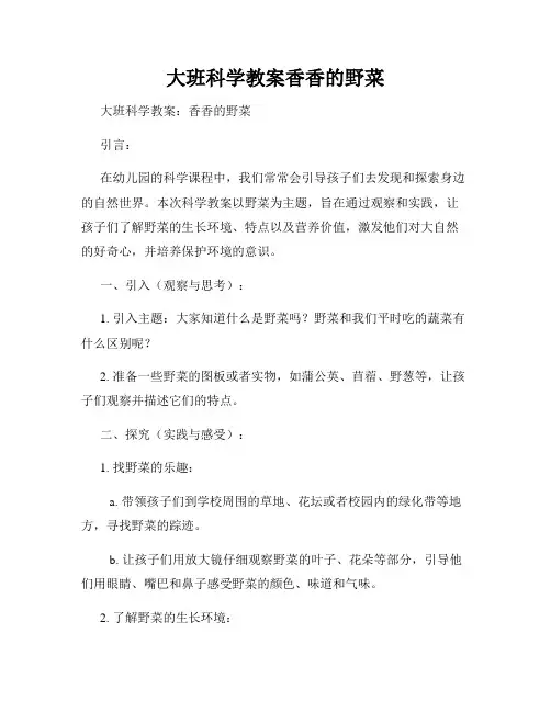 大班科学教案香香的野菜