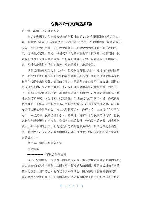 心得体会作文(精选多篇)