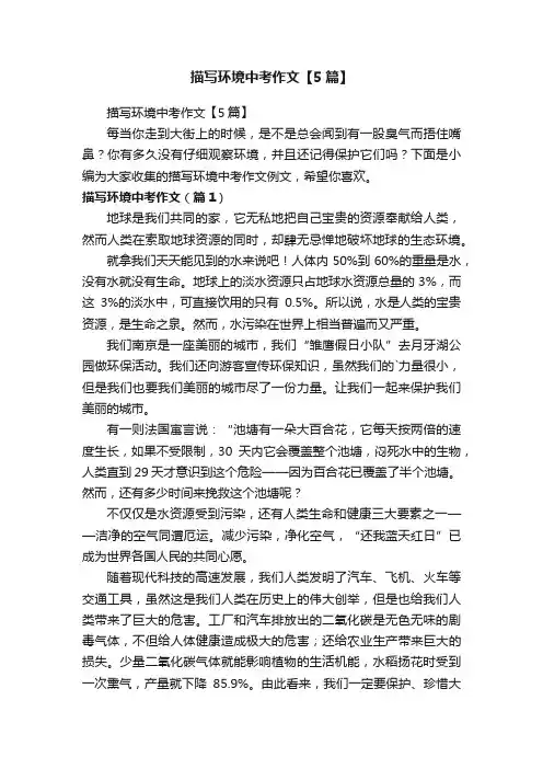 描写环境中考作文【5篇】