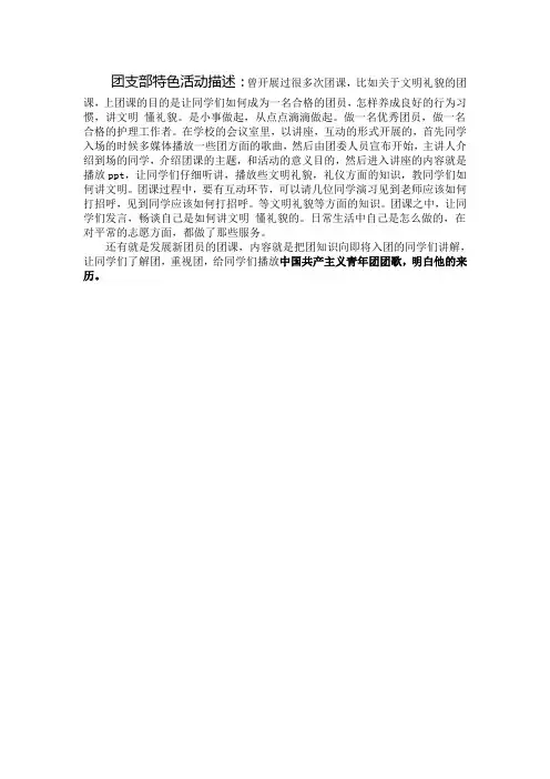 团支部特色活动描述