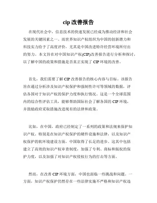 cip改善报告