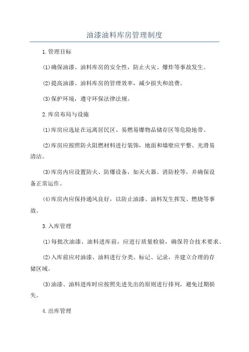 油漆油料库房管理制度