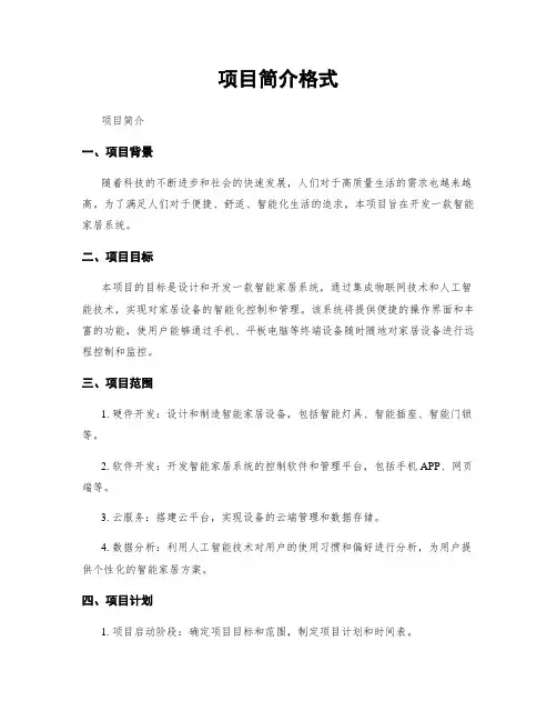 项目简介格式