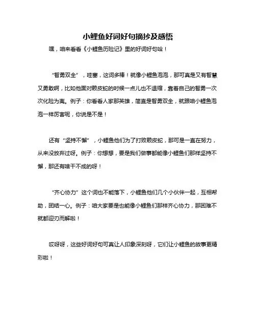 小鲤鱼好词好句摘抄及感悟