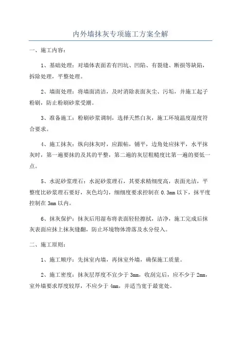 内外墙抹灰专项施工方案全解