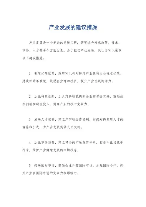 产业发展的建议措施