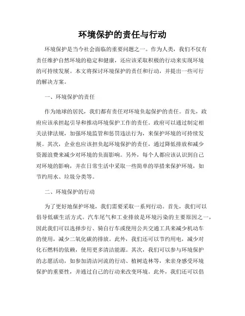 环境保护的责任与行动