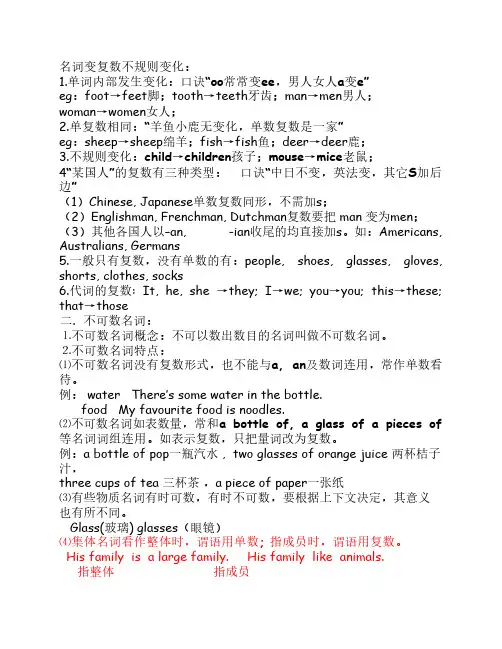 名词变复数不规则变化
