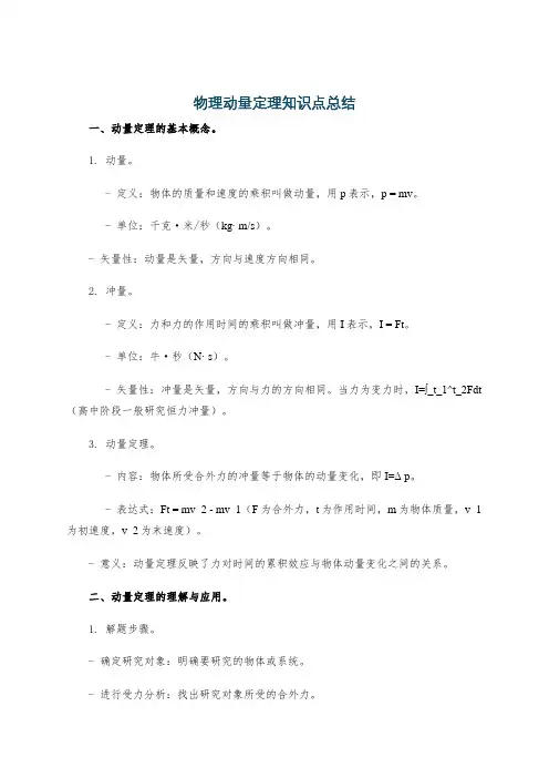 物理动量定理知识点总结