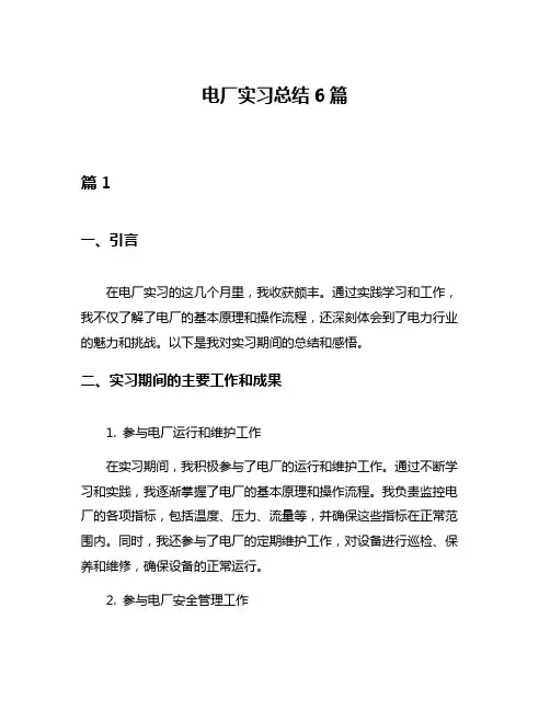 电厂实习总结6篇