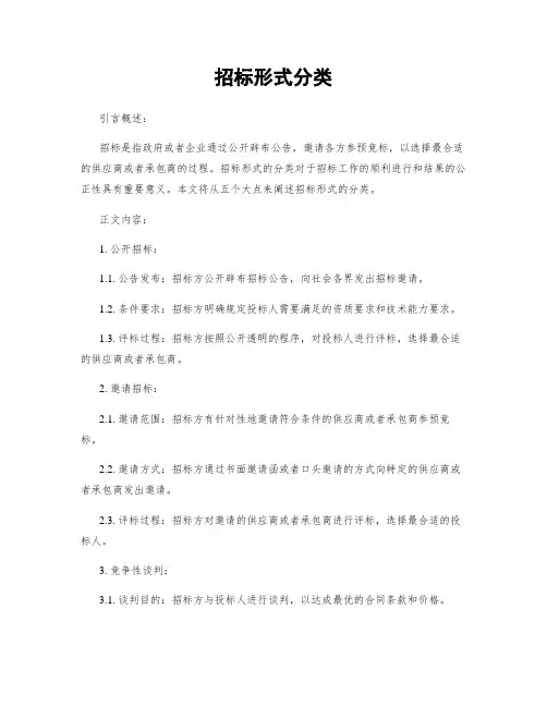 招标形式分类