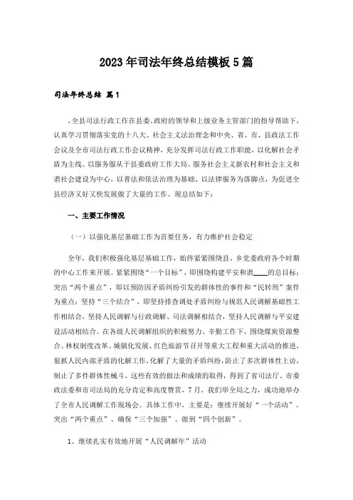 2023年司法年终总结模板5篇