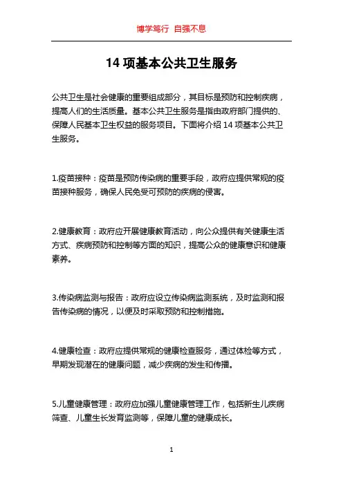 14项基本公共卫生服务