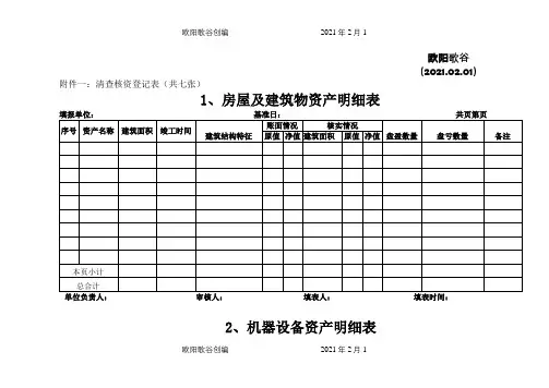 清产核资表格之欧阳歌谷创编
