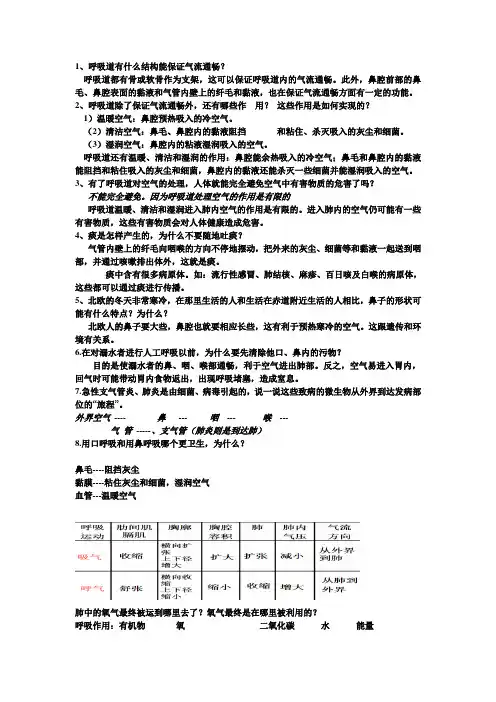 呼吸道对空气的处理