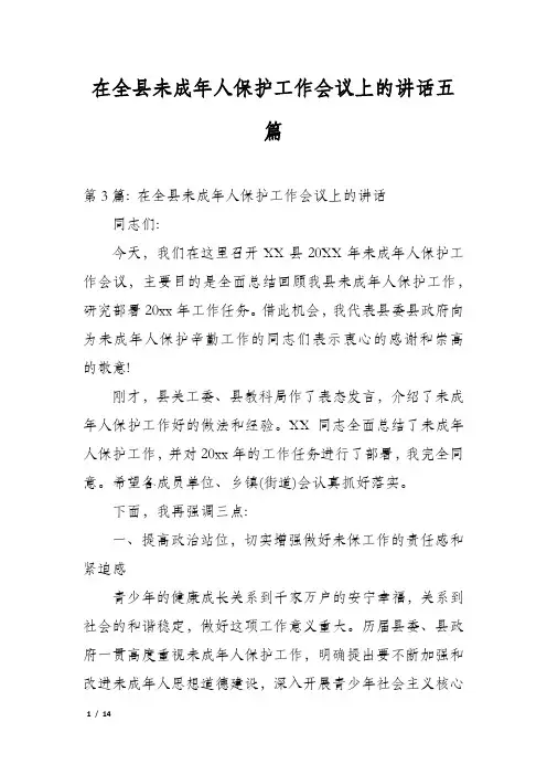 在全县未成年人保护工作会议上的讲话五篇