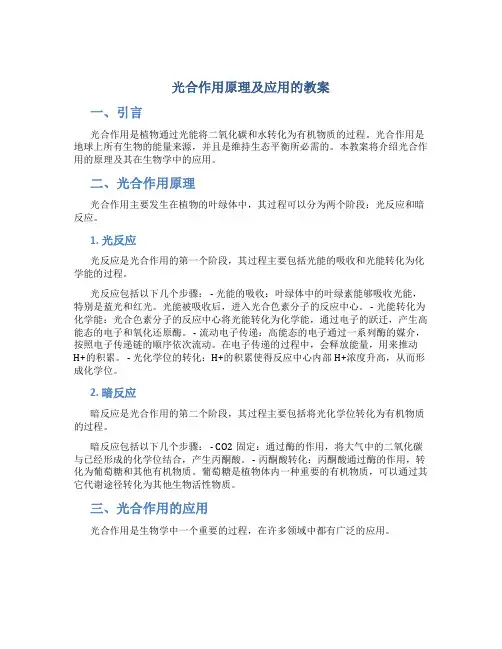 光合作用原理及应用的教案