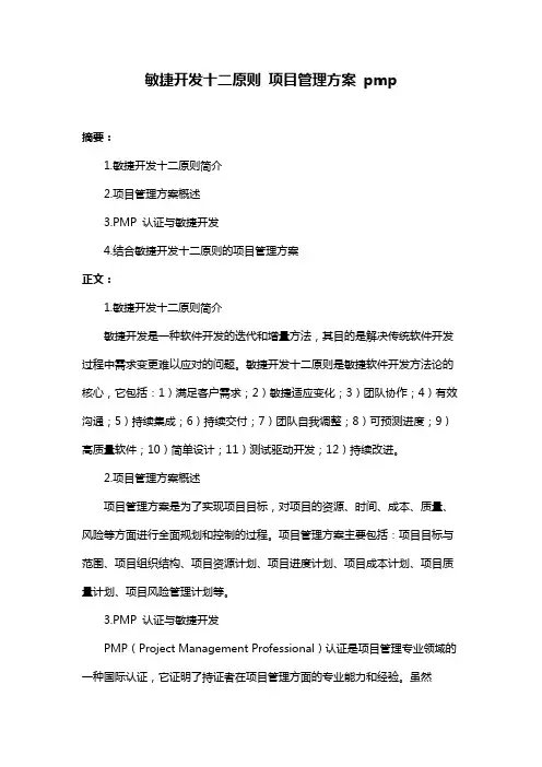 敏捷开发十二原则 项目管理方案 pmp