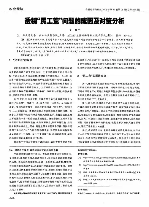 透视“民工荒”问题的成因及对策分析