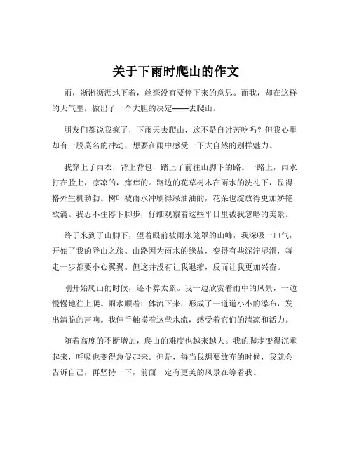 关于下雨时爬山的作文