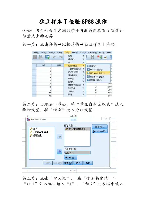 独立样本T检验SPSS操作步骤