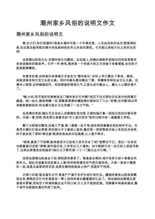 潮州家乡风俗的说明文作文