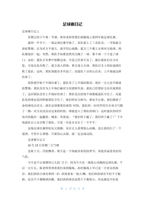 足球赛日记