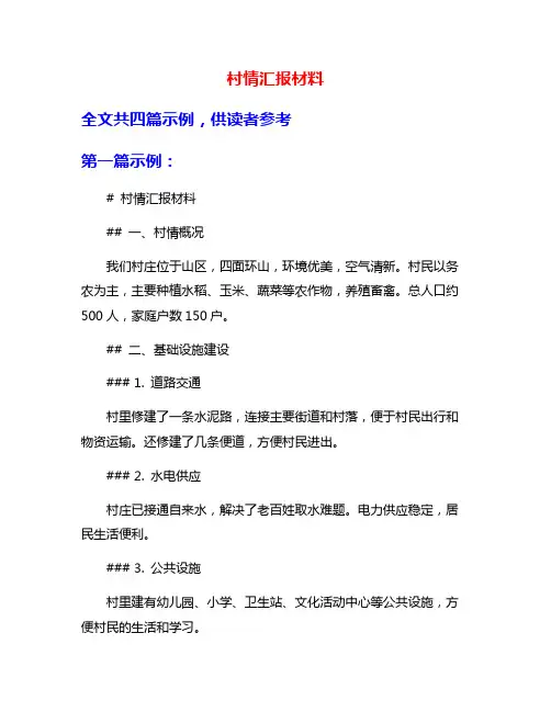 村情汇报材料