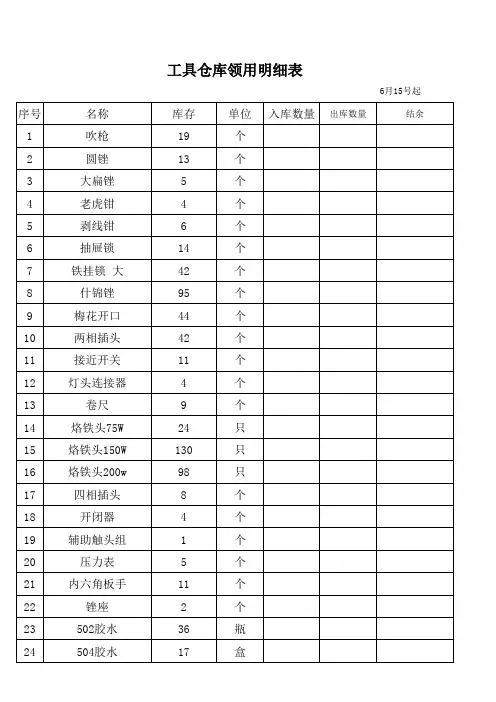 仓库领用明细表