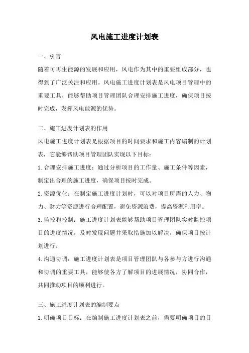 风电施工进度计划表