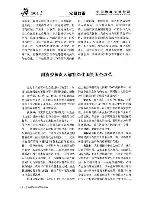国资委负责人解答深化国资国企改革