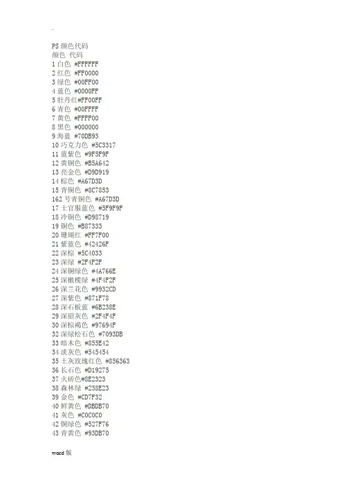 PS颜色代码(比较全)