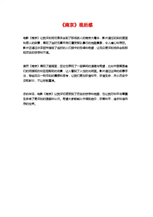 《南京》观后感