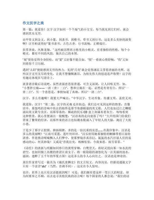 汉字之美范文