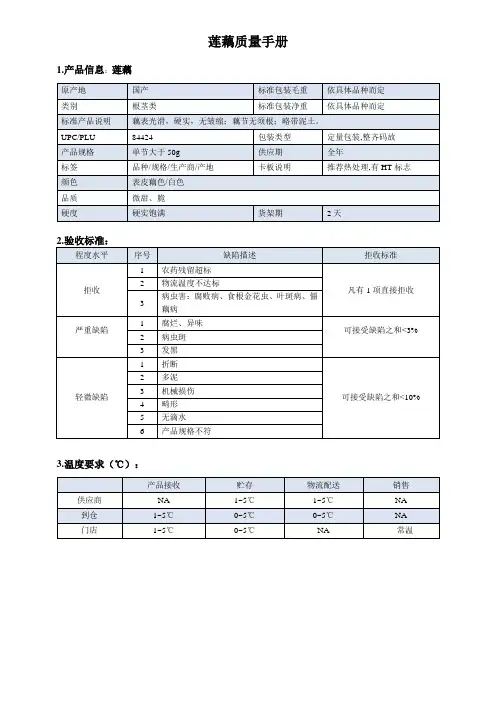 34quality manual lotus root莲藕质量手册验收标准