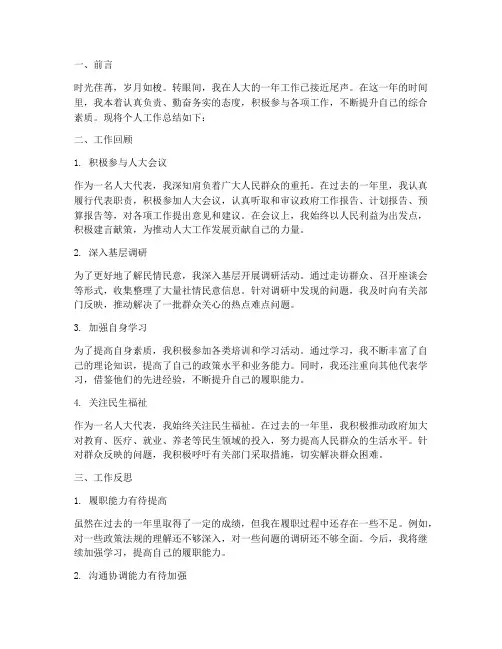 人大个人工作总结范文