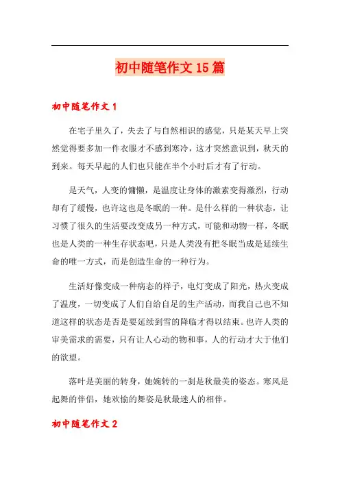 初中随笔作文15篇