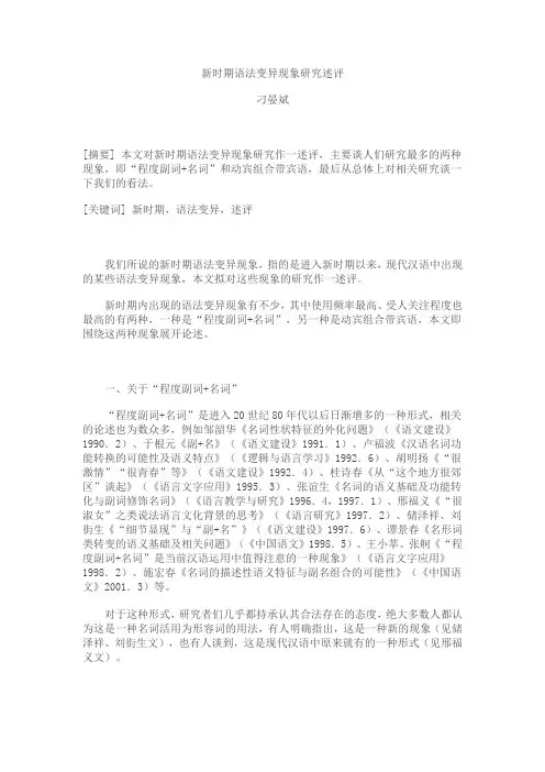 新时期语法变异现象研究述评