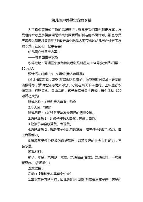 幼儿园户外寻宝方案5篇