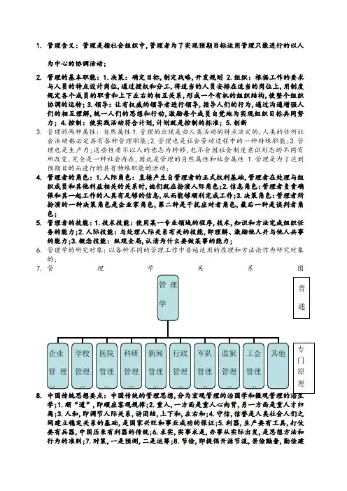 管理学重点概念