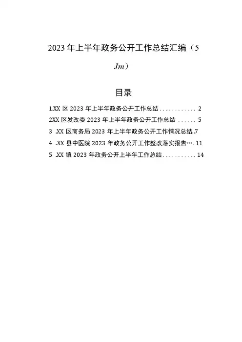 2023年上半年政务公开工作总结(5篇)