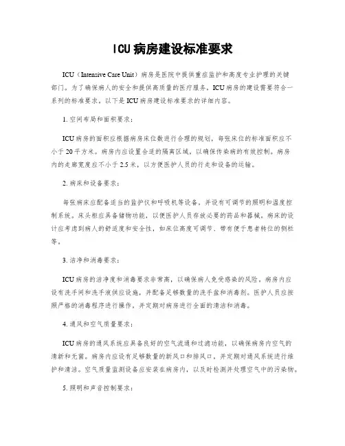 ICU病房建设标准要求
