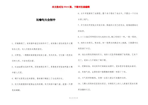 比喻句大全初中 