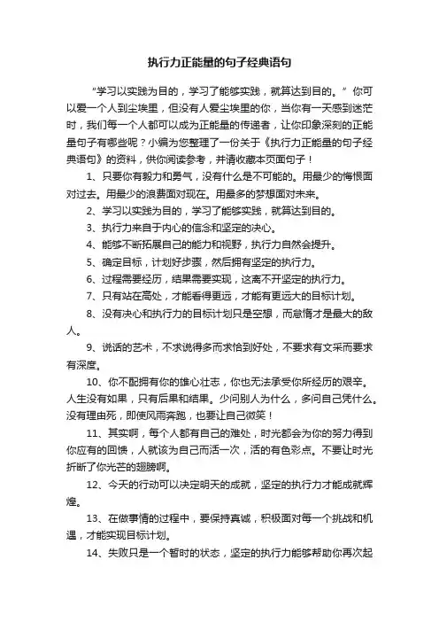 执行力正能量的句子经典语句