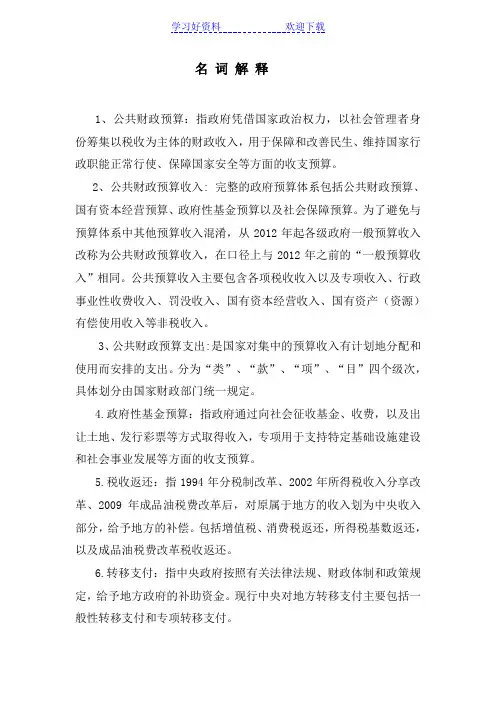 财政新名词解释